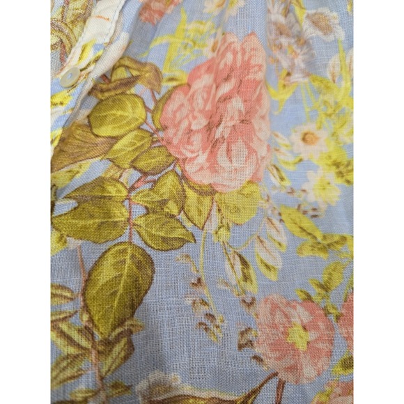 Joie M 100% Linen Long Sleeve Button-Up Shirt Blouse Blue Pink Floral Print... - Picture 4 of 11